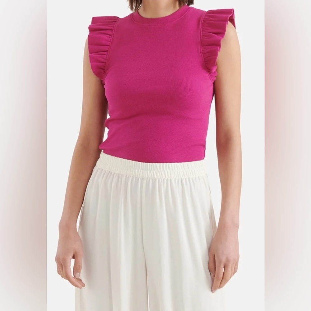 Storia Pink Ruffle Sleeve Top